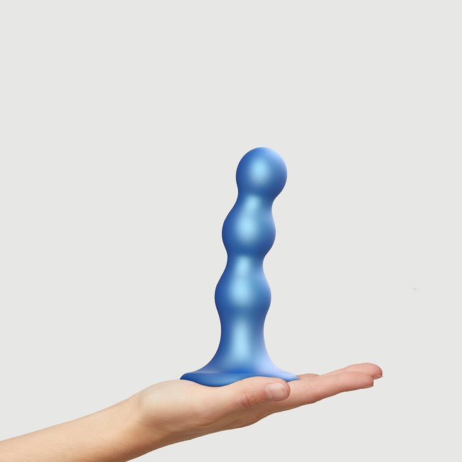 Dildo plug balls metallic, tamanho M azul metalizado <span itemprop=