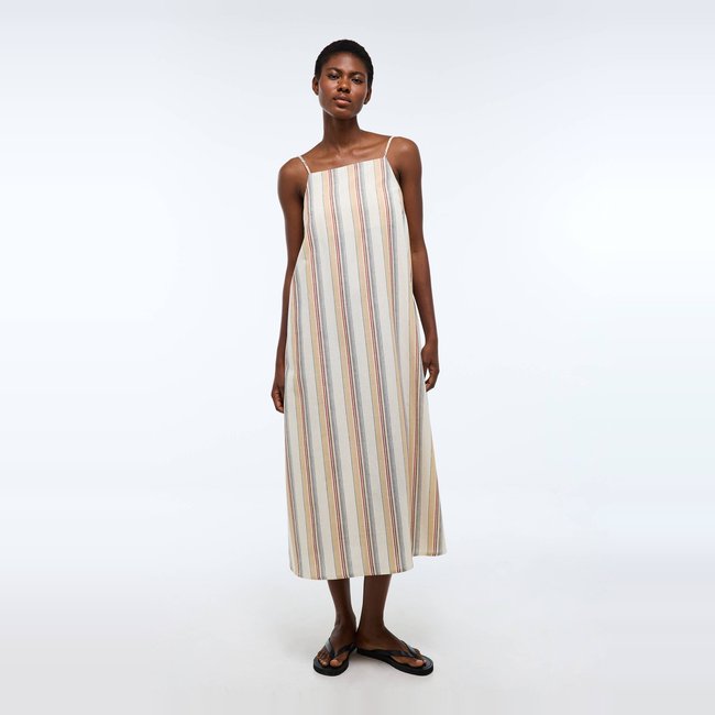 Robe de plage à rayures en coton BIO GOTS winter white <span itemprop=