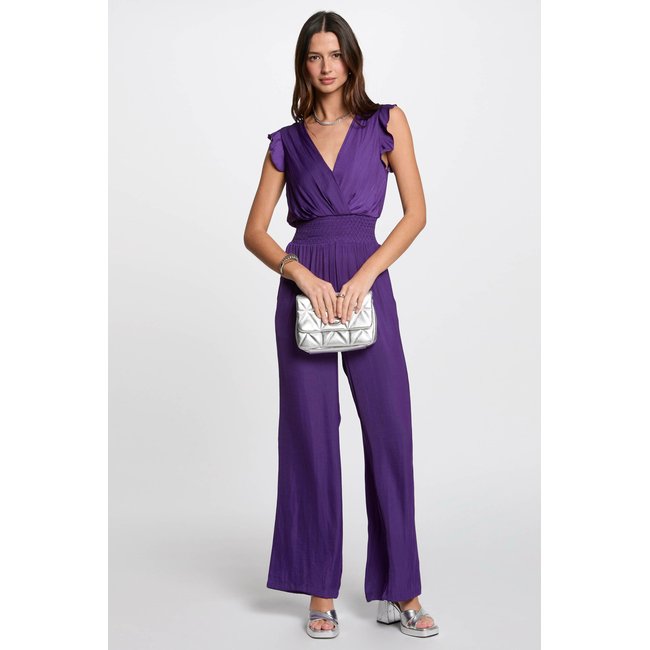 Combinaison longue fluide violet <span itemprop=