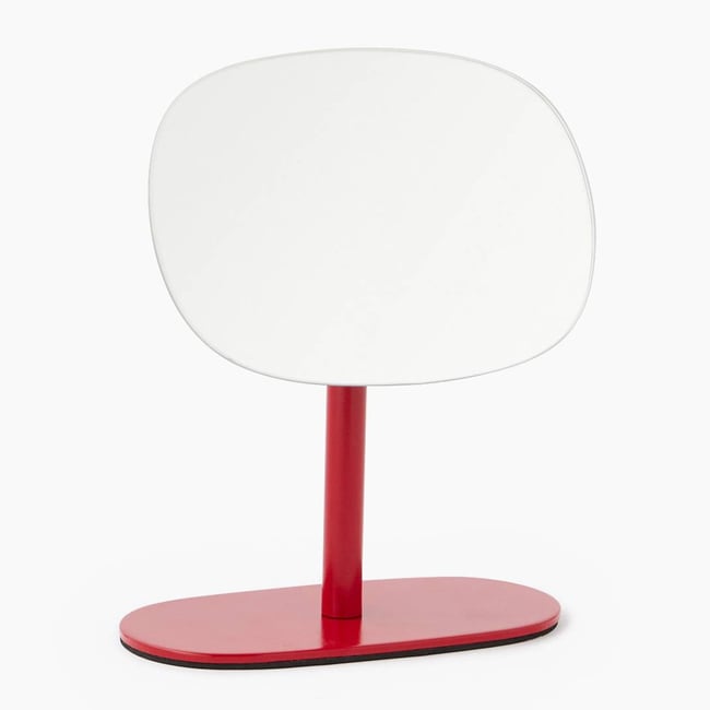 Miroir sur pied, 15x7x18cm, en métal Couleur cerise <span itemprop=