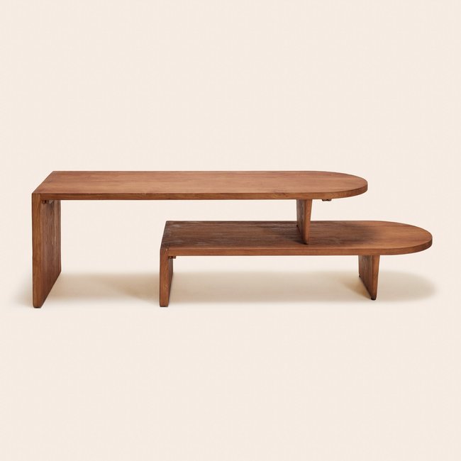Console basse en Plateaux en teck polyvalents SORCHA Couleur teck recyclé <span itemprop=