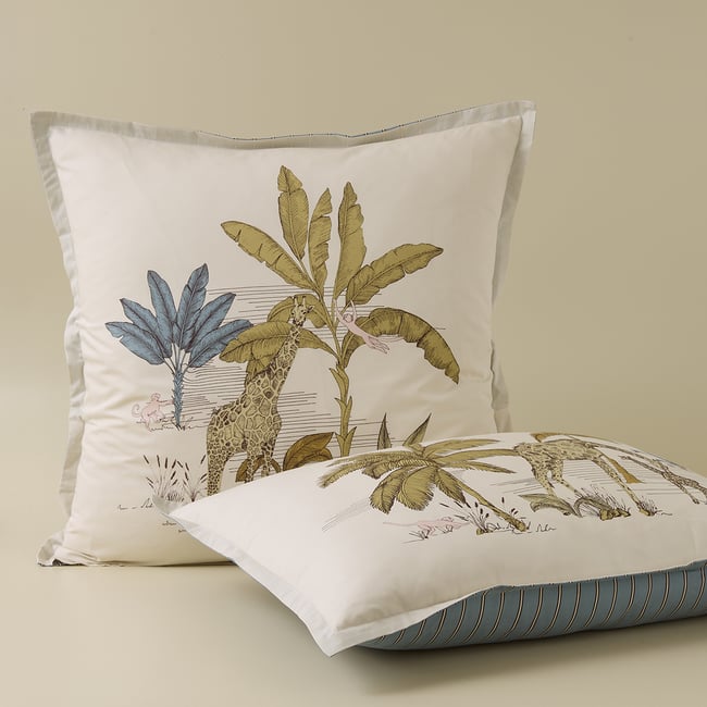 Taie d'oreiller imprimée L'OASIS beige doux <span itemprop=