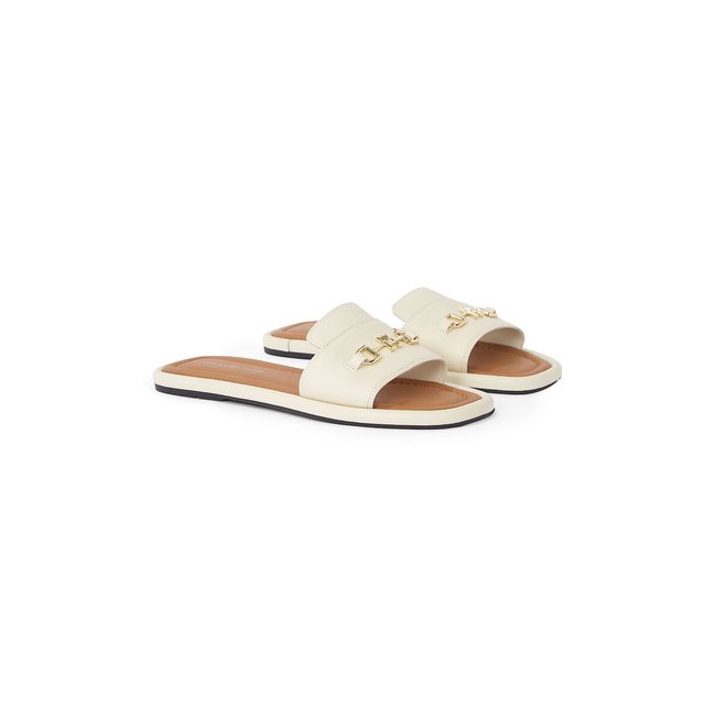 Flache Pantoletten, Leder - TOMMY HILFIGER