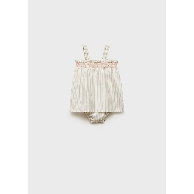 Robe et culotte coton lin blanc cassé <span itemprop=