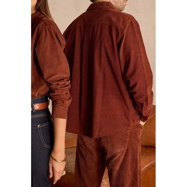 Chemise en velours côtelé unisexe en 100% coton INTREPIDE rouge <span itemprop=