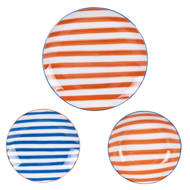 Service d'assiettes 18 pièces Bahia orange et bleu Couleur multicolore <span itemprop=