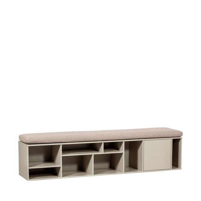 Meuble à chaussures en bois L194cm - LETTERBANK Couleur grège <span itemprop=