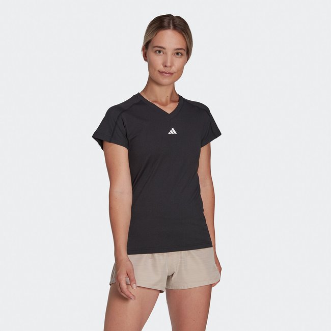 T-Shirt Aeroready Train Essentials, V-Ausschnitt schwarz <span itemprop=