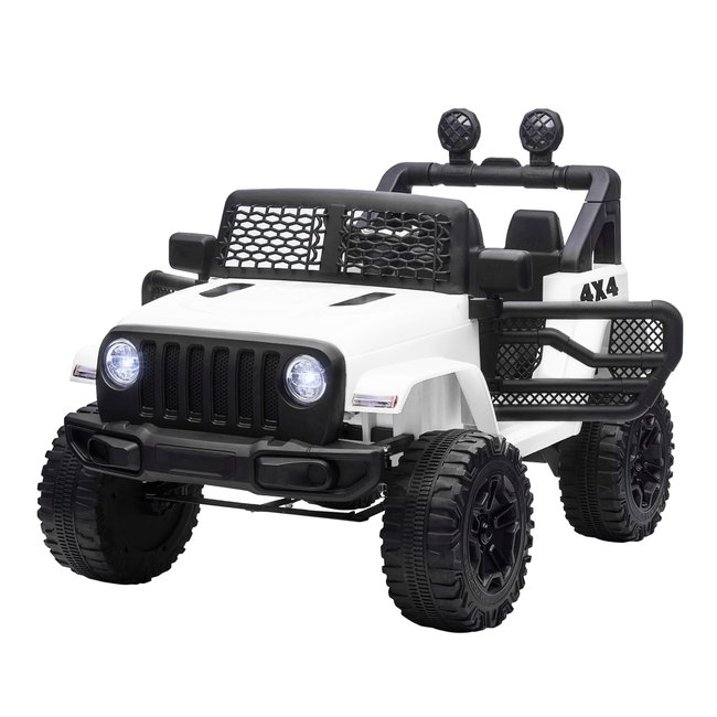 Voiture 4x4 électrique enfant 2 x 35 W 5 Km/h max. télécommande blanc blanc <span itemprop=