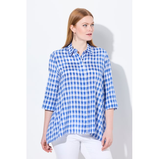 Chemisier à carreaux oversize. blanc neige <span itemprop=
