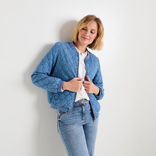 Bomber matelassé bleu stone <span itemprop=
