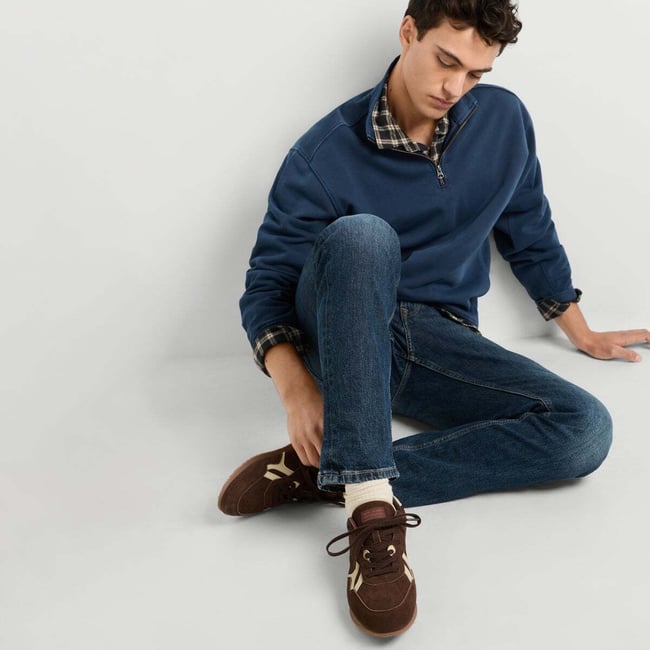 Daze - Sneakers Rétro En Daim écorce brun <span itemprop=