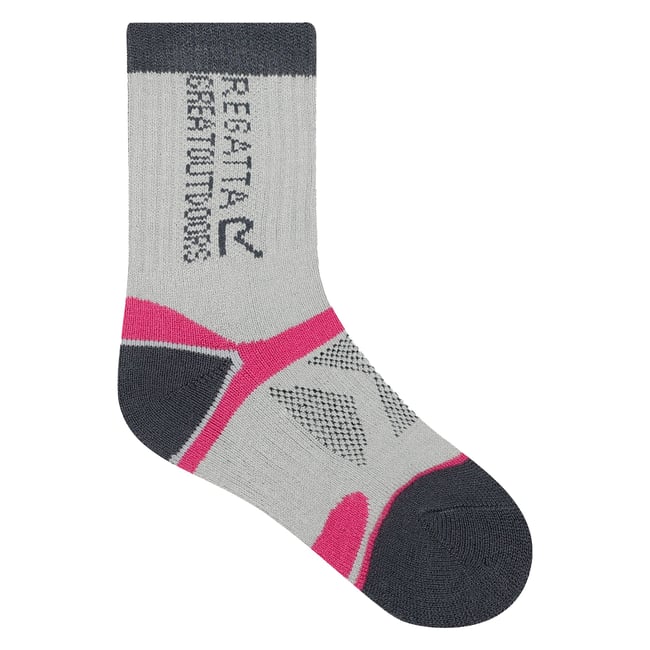 Chaussettes BLISTER PROTECT gris clair / rose framboise <span itemprop=
