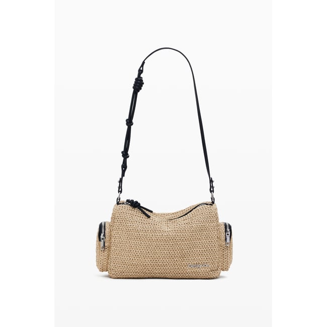 Petit sac en raphia blanc <span itemprop=