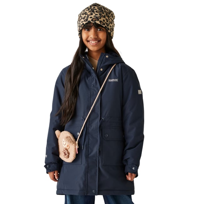 Veste longue imperméable à capuche VALENTA bleu marine <span itemprop=
