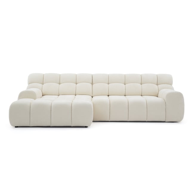 Canapé d'angle convertible 3 places en tissu texturé, ANDRE - BOBOCHIC