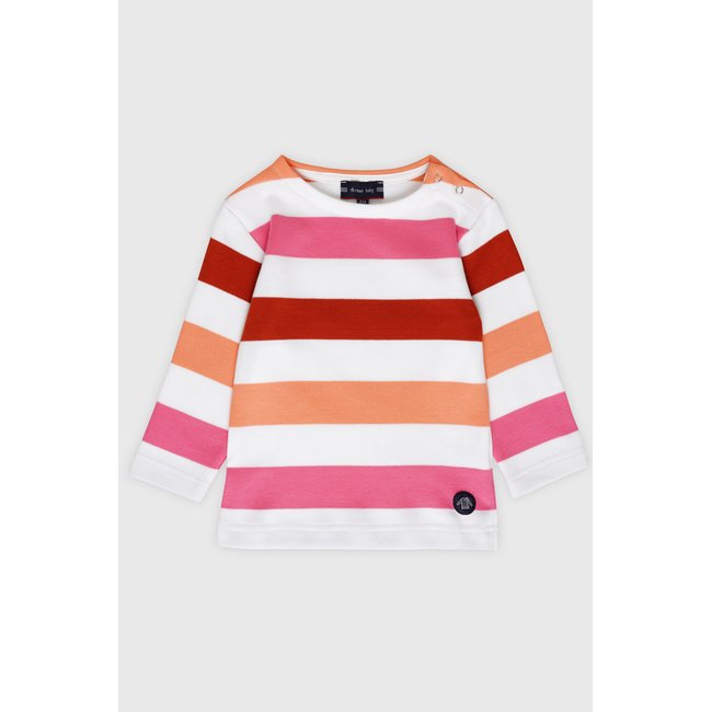 Marinière tricolore en coton épais BABY blanc/pétunia/ketchup/desert f <span itemprop=