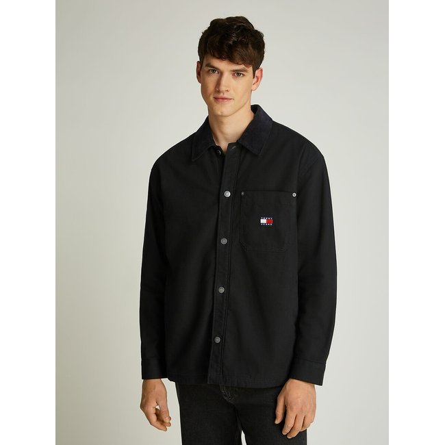 Velvet Collar Overshirt, black, TOMMY JEANS