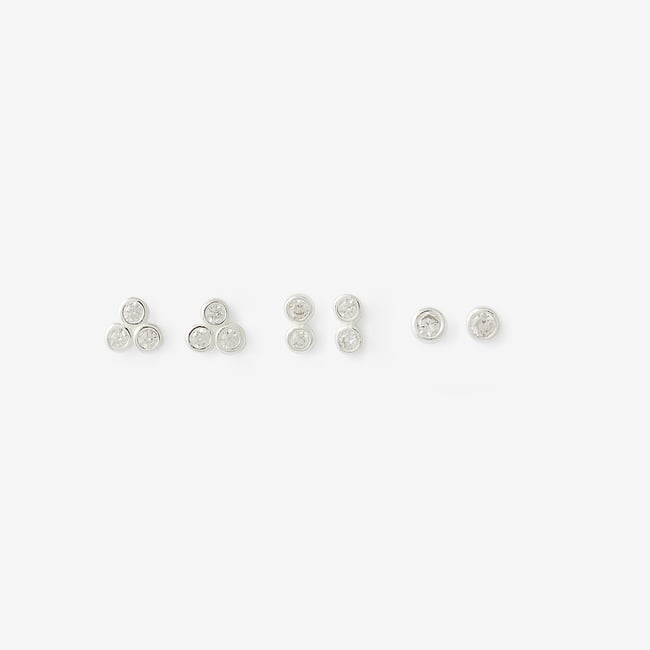Set 3 paires de puces d'oreilles zircon - argent 925 v019844 <span itemprop=