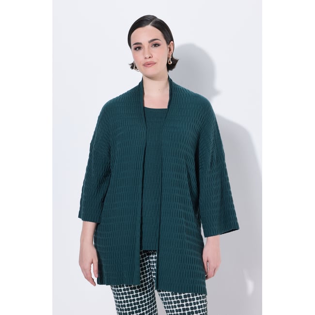 Cardigan oversize en maille texturée vert sapin <span itemprop=