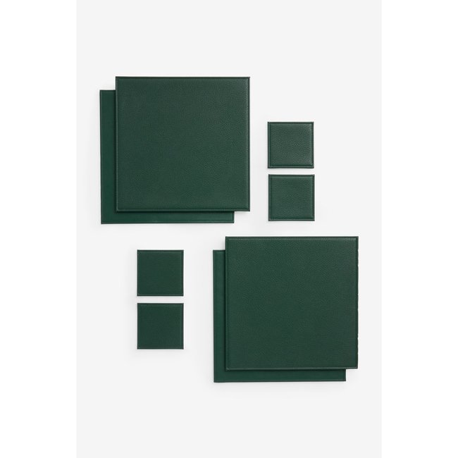 Sets de table + sous-verre, lot de 4 vert <span itemprop=