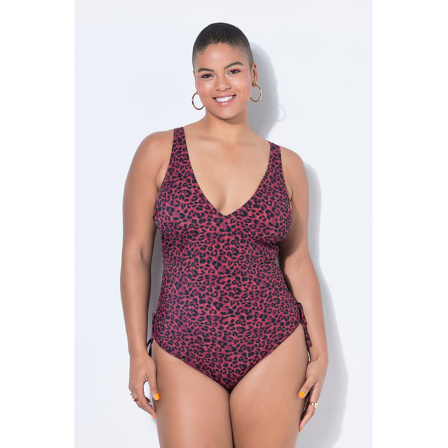 Maillot de bain à bonnets souples aubergine <span itemprop=