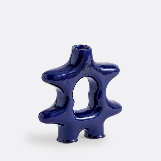 Objet décoratif en terre cuite H28 cm, Makero Couleur bleu <span itemprop=