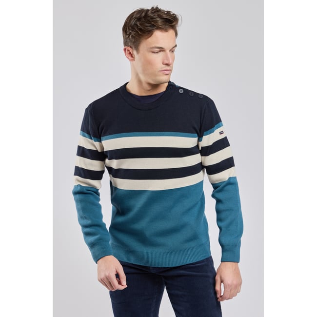 Pull marin bloc color teal/navire/nature <span itemprop=