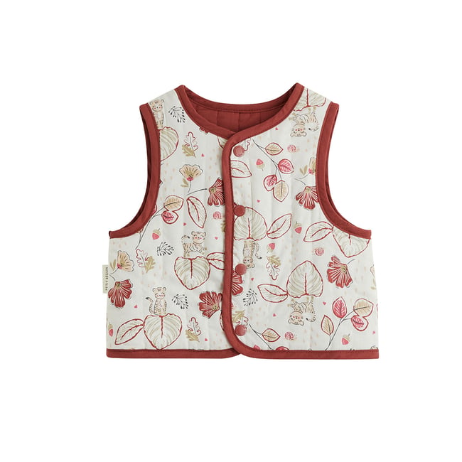 Veste sans manches enfant réversible en coton matelassé Léa rose <span itemprop=