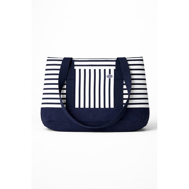 Sac de plage rayé en coton blanc/seal <span itemprop=