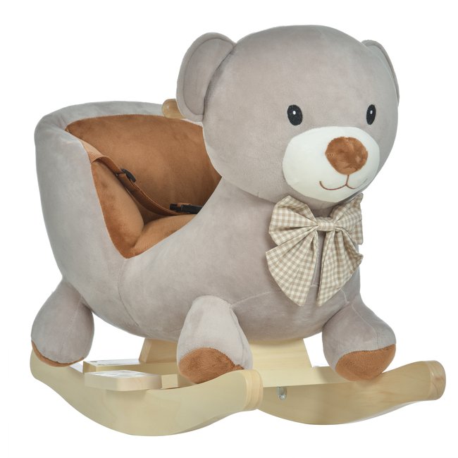 Jouet à bascule ourson fonction sonore gris marron gris <span itemprop=