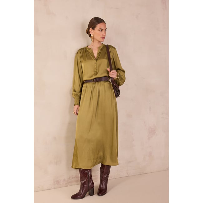 Blouse satinée à manches bouffantes DEESSE sauge <span itemprop=
