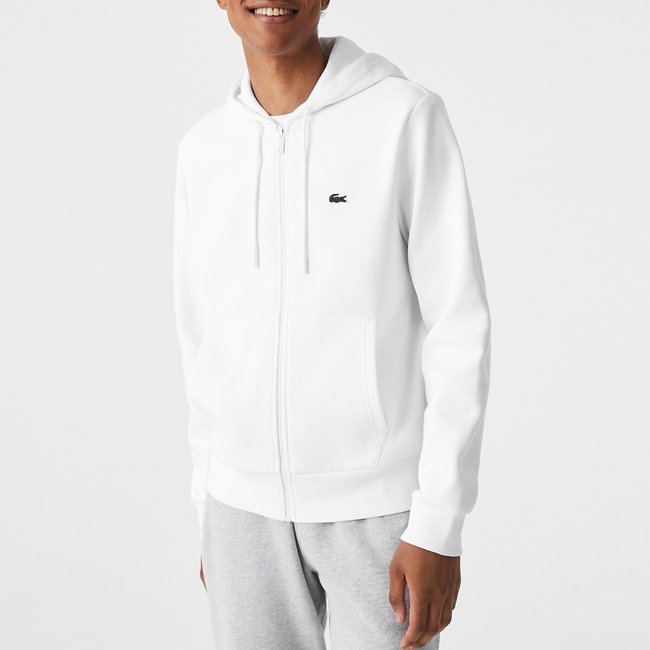 Felpa con cerniera e cappuccio in cotone - LACOSTE