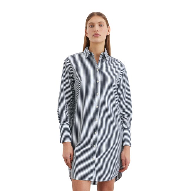 Chemisier-robe rayé regular en popeline bleu moyen <span itemprop=