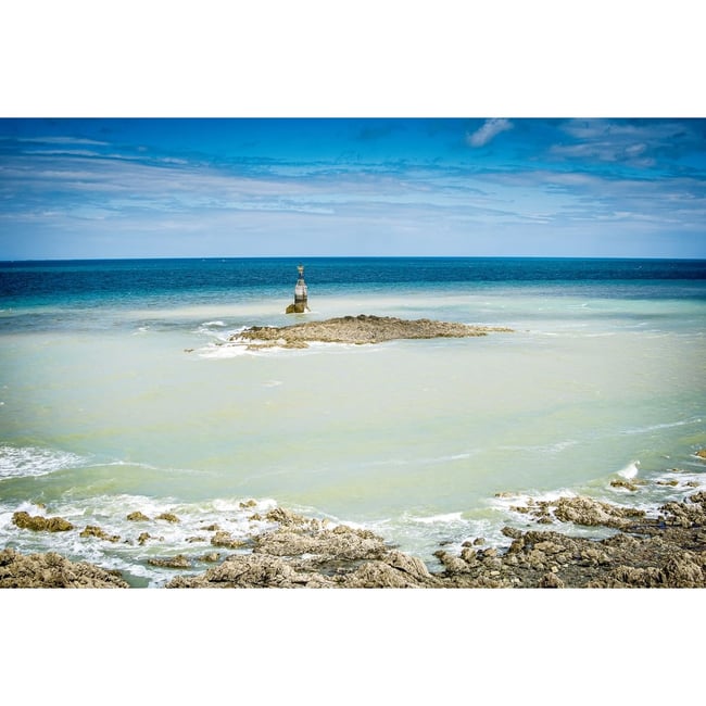 Tableau Mural Plage Granville PLAGE Couleur tableaux sur toile-bleu <span itemprop=