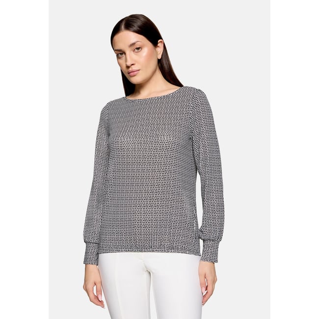 Haut casual à élastique blanc/noir <span itemprop=