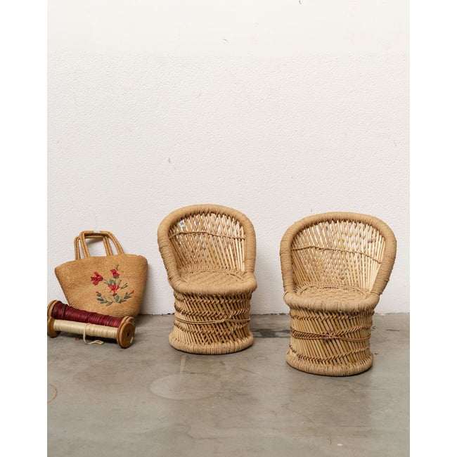 Paire de fauteuils pour enfant en rotin Marcus N°363 - Bon état Couleur naturel <span itemprop=