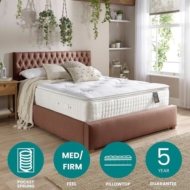 Aspire Luxury 3000 Pocket Climate Cool Premium Wool Pillowtop Mattress, white, ASPIRE