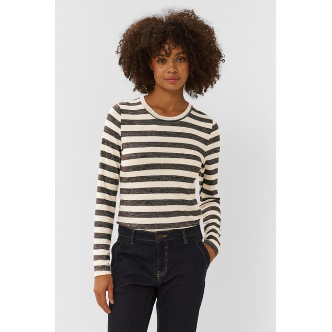 T-shirt à manches longues marron brown/whitecap stripe <span itemprop=