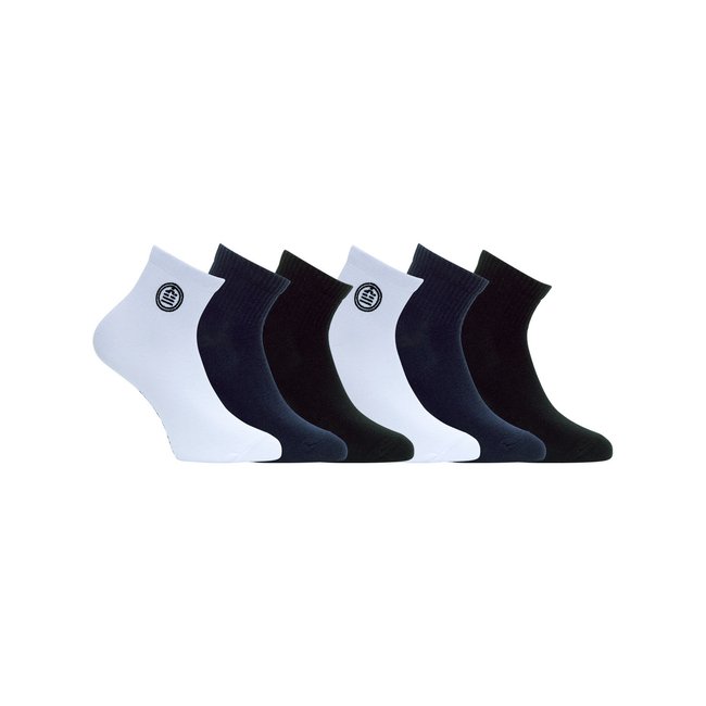 Lot de 6 Chaussettes coton peigné blanc/bleu/noir <span itemprop=