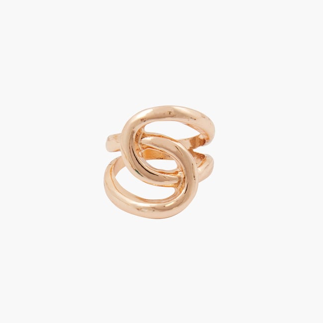 Grosse bague entremêlée dorée v019843 <span itemprop=