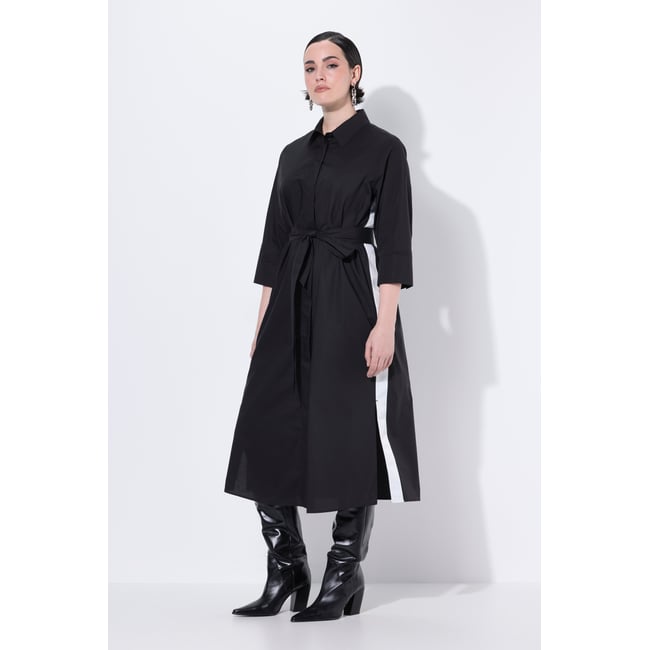 Robe-chemisier avec bandes contrastantes noir <span itemprop=