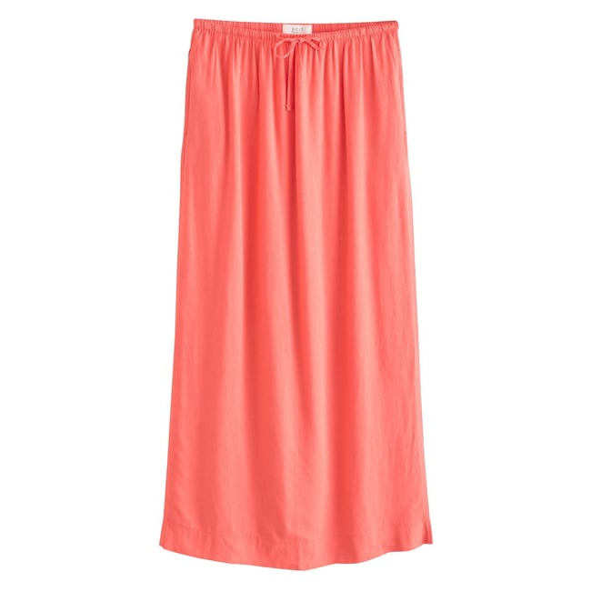 Jupe longue nouée à la taille pêche rose <span itemprop=