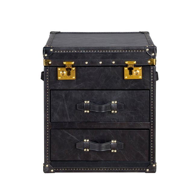 Coffre en cuir Couleur noir | or <span itemprop=
