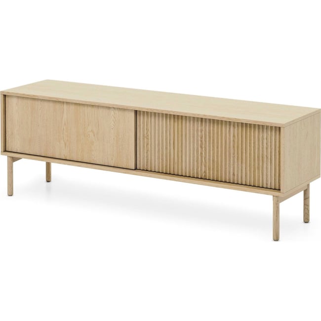 Meuble tv bois rainuré collection TAVO Couleur chêne <span itemprop=