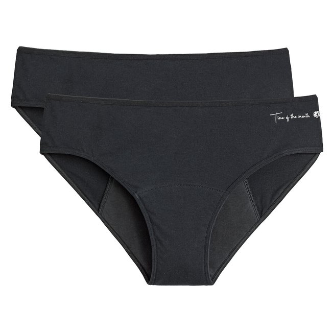 Lot de 2 culottes menstruelles, flux abondant noir <span itemprop=