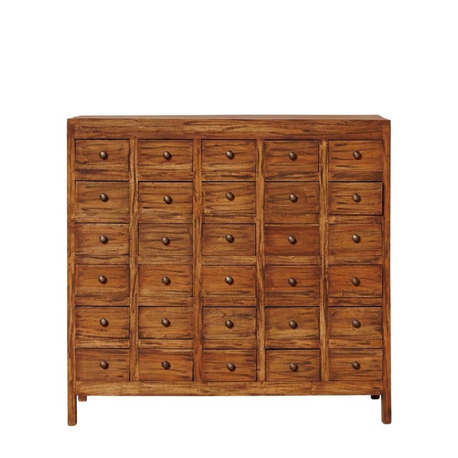 Commode avec 30 tiroirs en acajou MERCERIE Couleur bois clair <span itemprop=