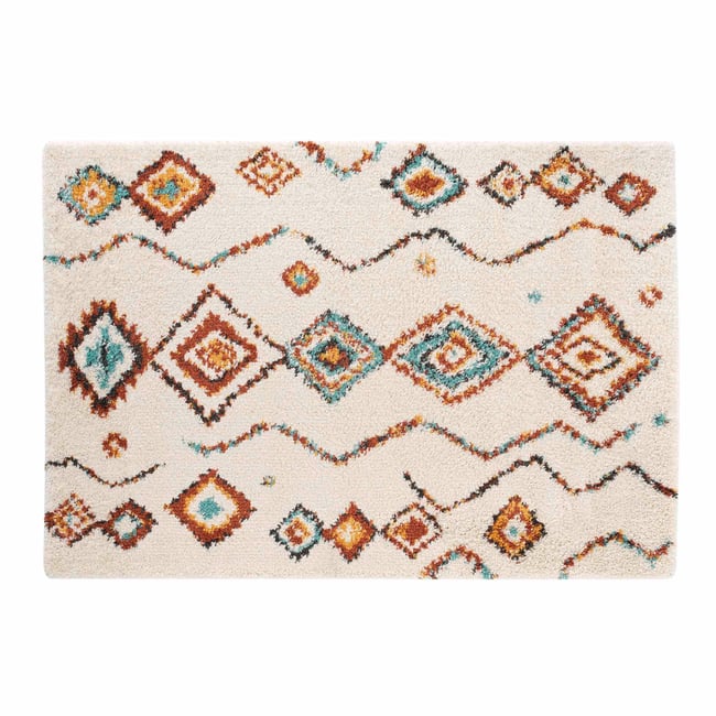 Tapis berbère à motifs géométriques Couleur naturel <span itemprop=