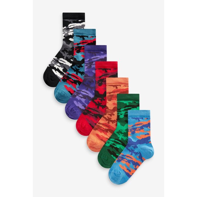 Chaussettes, lot de 7 camo brillant <span itemprop=