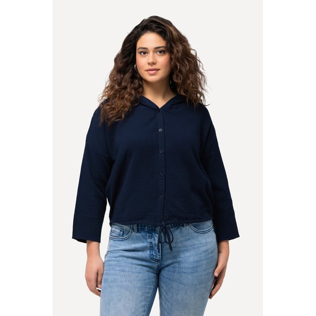 Blouse oversized en mousseline oversized bleu encre <span itemprop=